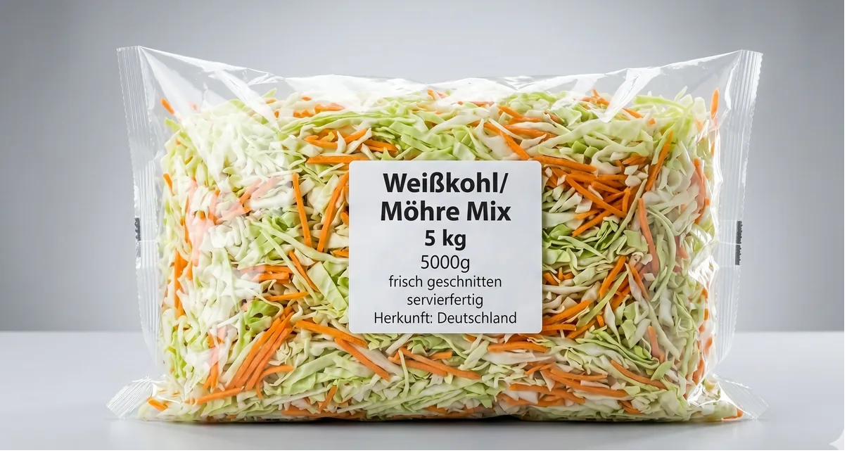 Weißkohl-Möhre-Mix 5 kg, frisch geschnitten, Herkunft Deutschland